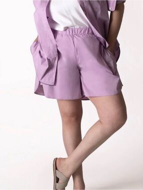 (14/16 US) Purple Walking Shorts Elastic Waist,See ROSE Go Signature Woven Short